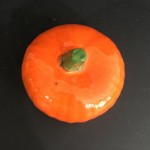 Vintage Ceramic 4" Pumpkin Vegetable Kitchen Decoration Art Pottery MCM - Picture 2 of 4